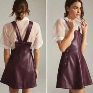 Anthropologie Faux-Leather Pinafore Dress